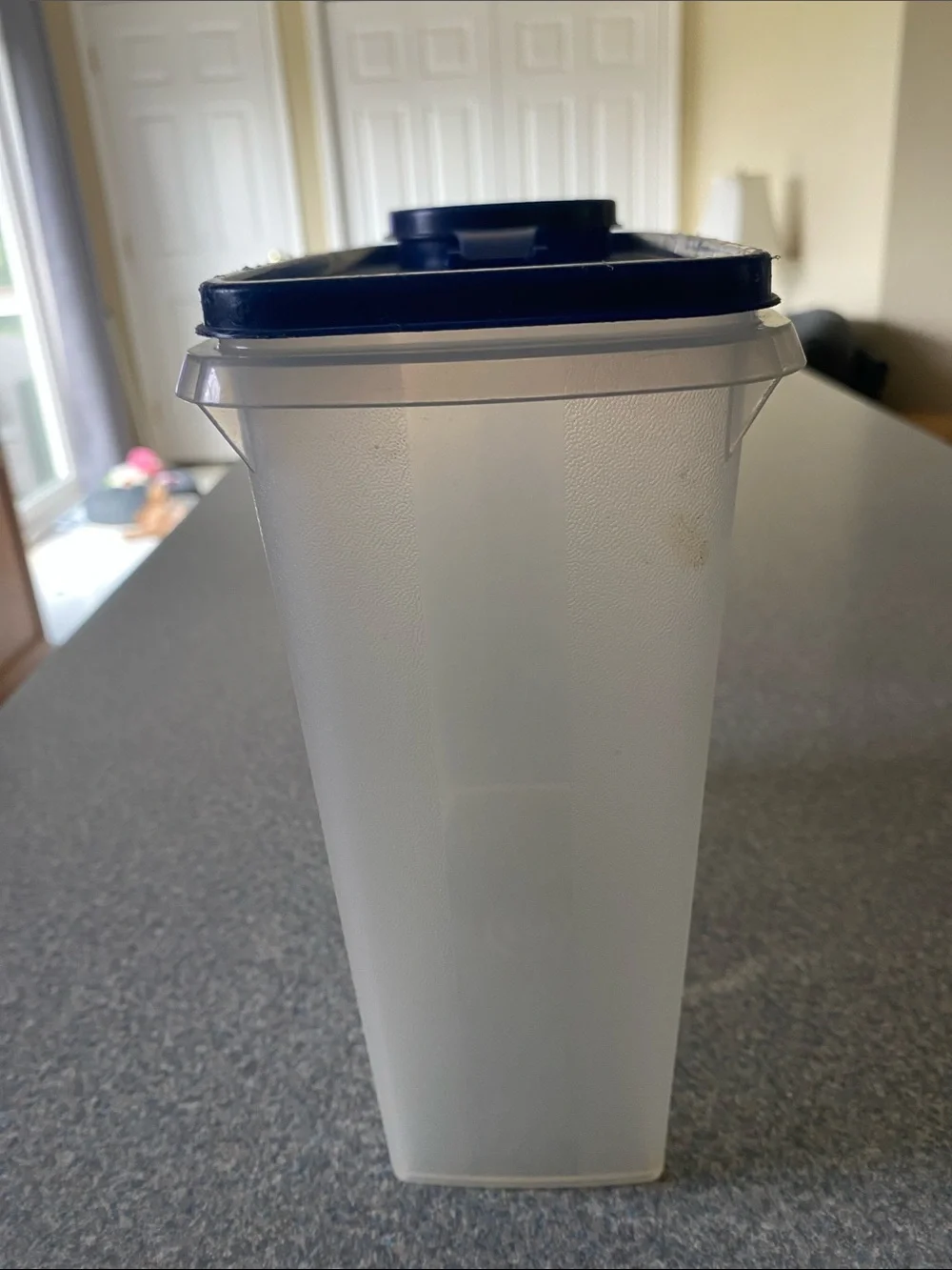 Tupperware White Translucent Container with Blue Lid